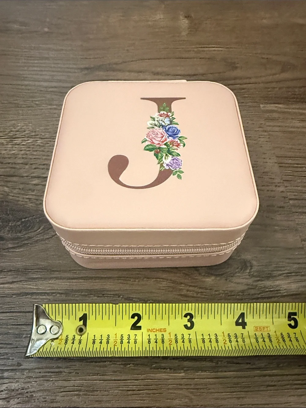 New Travel Jewelry Case zip around J initial monogram